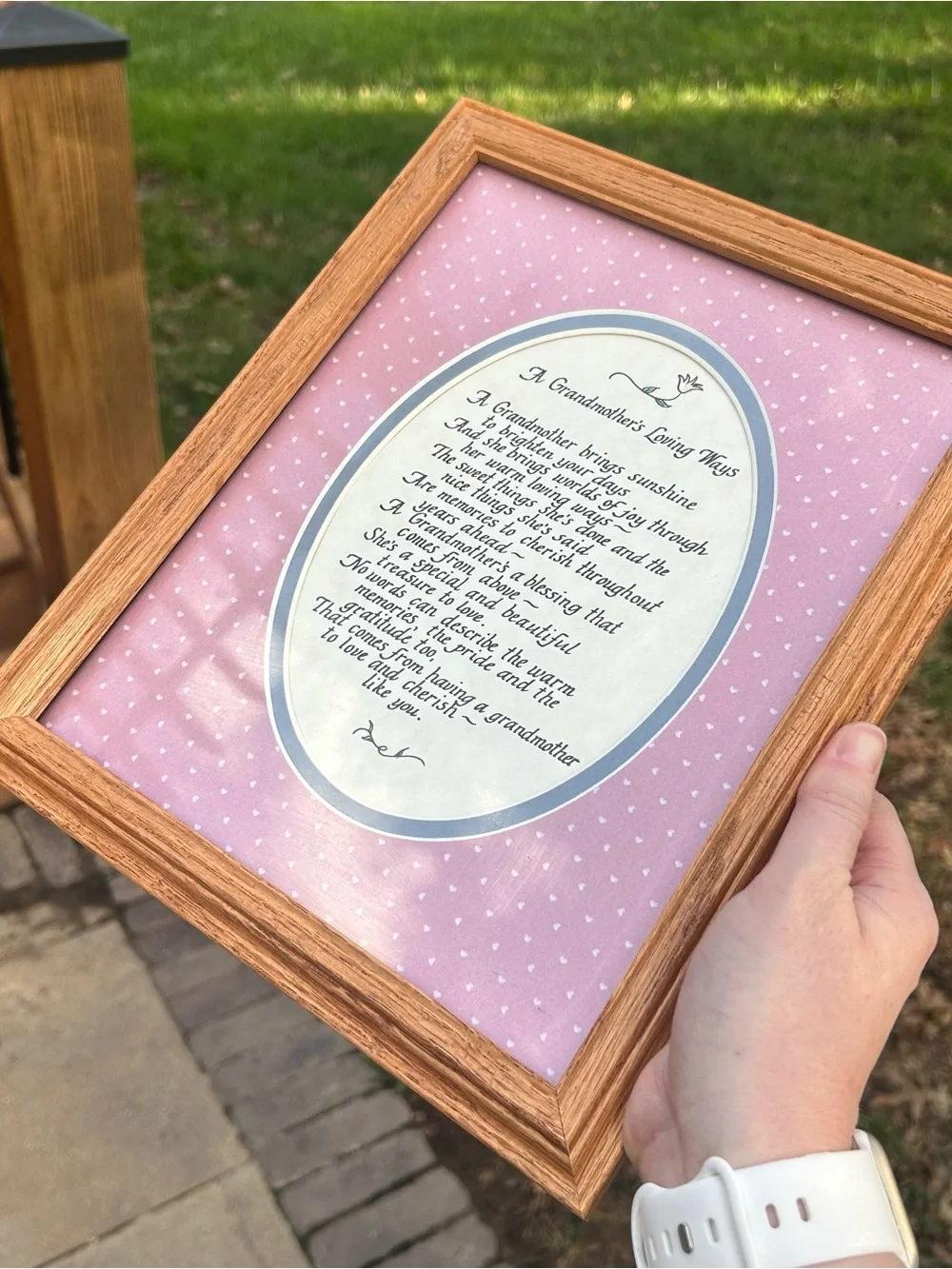 Cottage Core Pink Grandma Framed Poem Photo